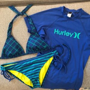 Hurley 3 piece reversible bikini set